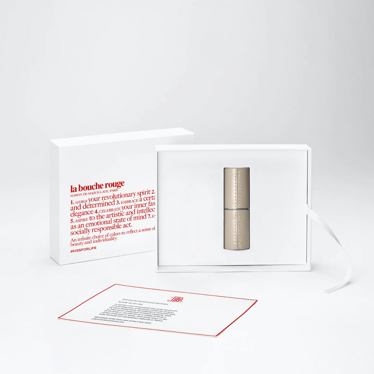 Refillable Leather Lipstick Case, Beige